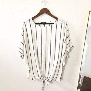 Gyft Oversized Dolman Black & White Striped Top